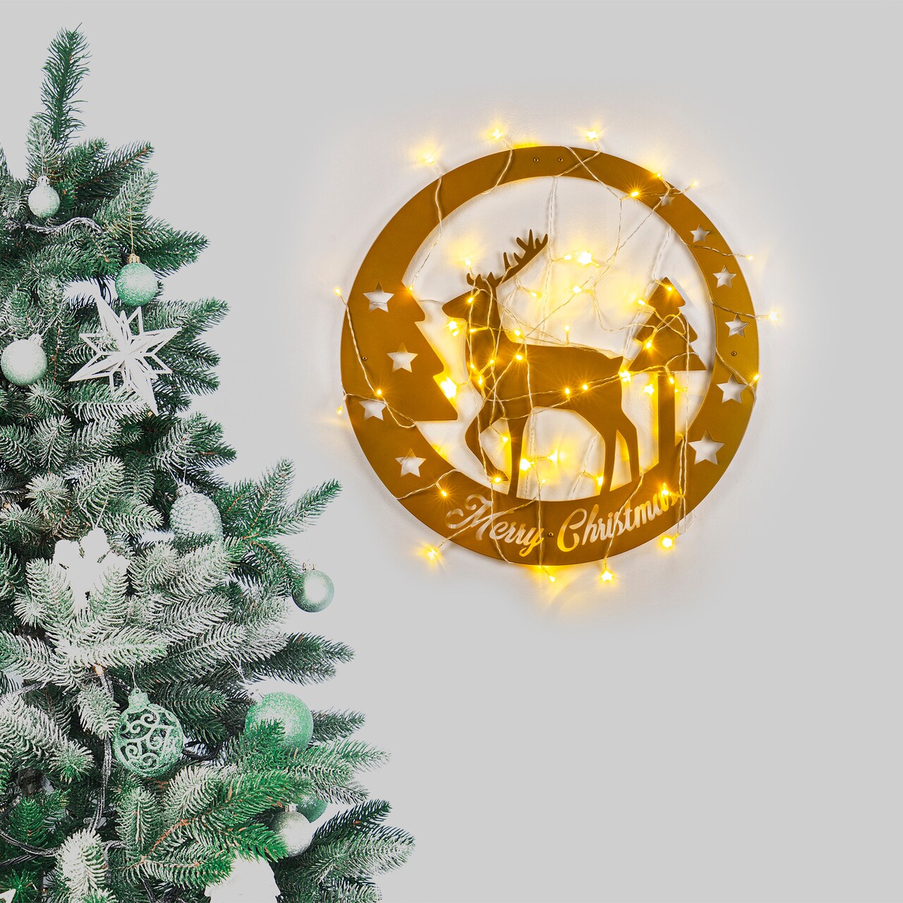 Decoratiune de luminoasa XMASGOLD-032, Tanelorn, 60x60 cm, metal, auriu - imagine 7